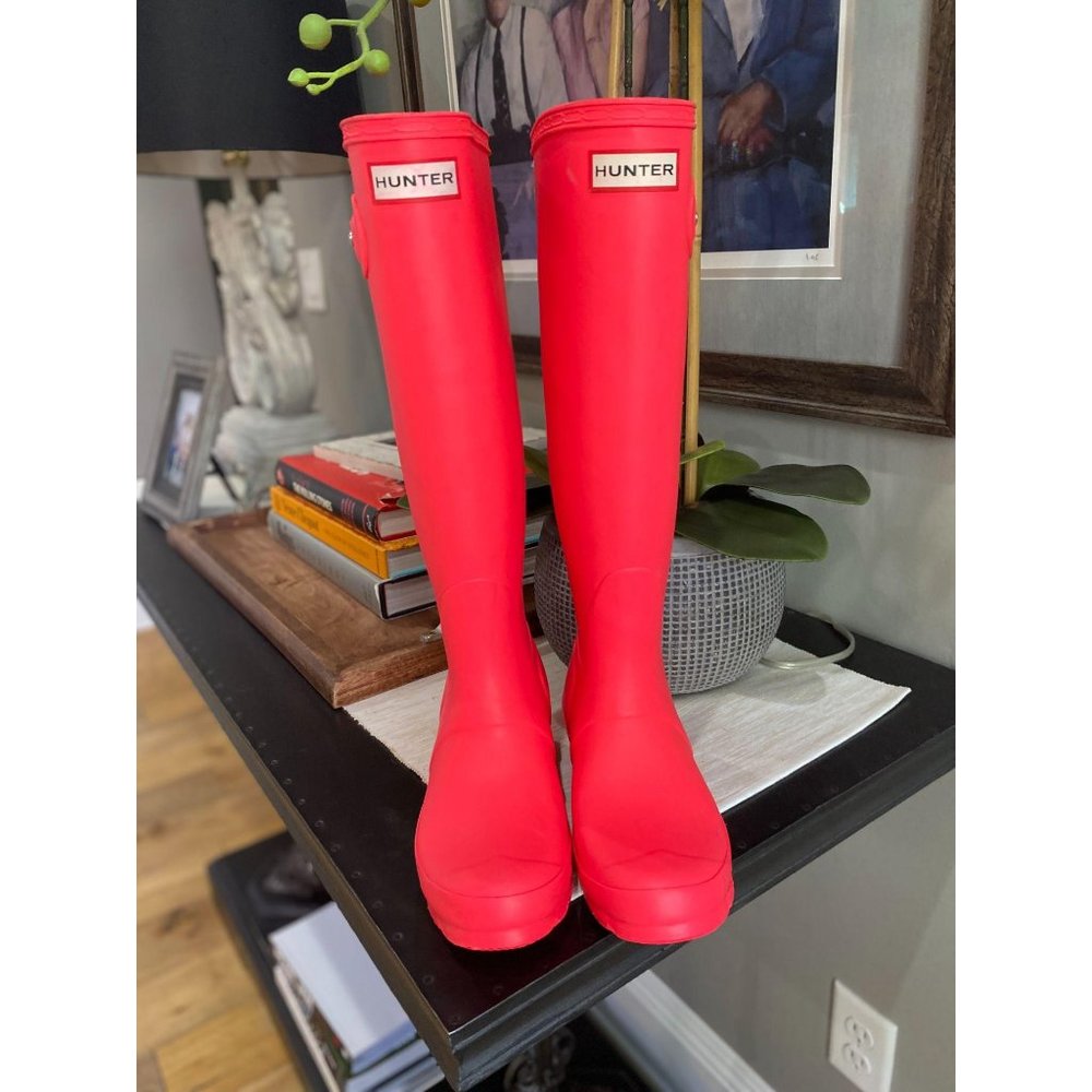 Hunter Tall Waterproof Rain Boot Neon Pink 5 - Picture 4 of 11